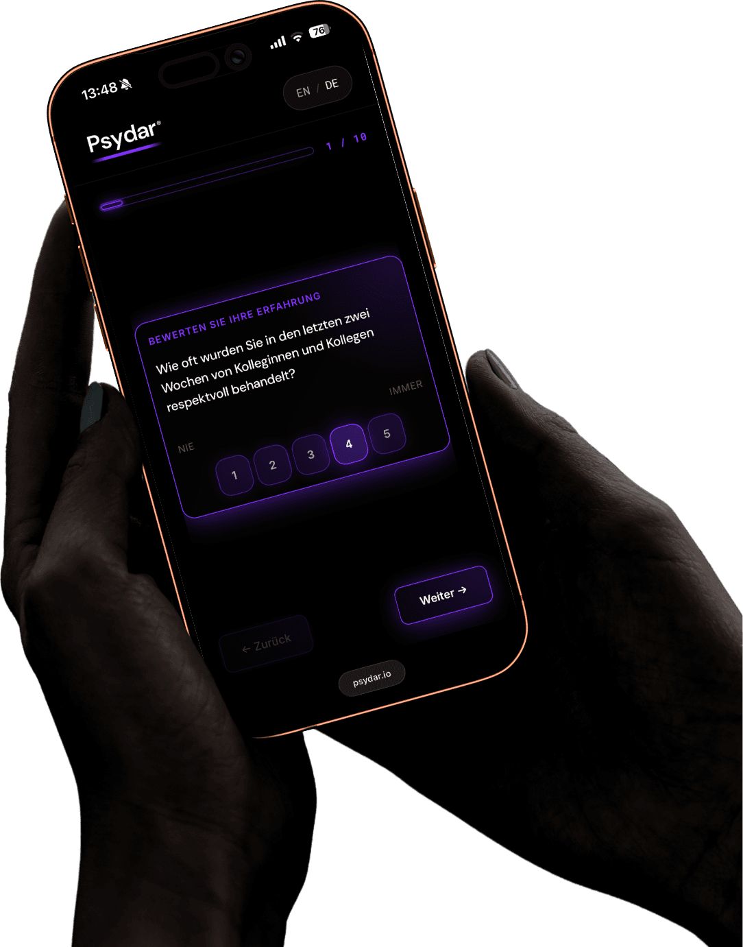 Psydar Wochen-Session auf dem Smartphone